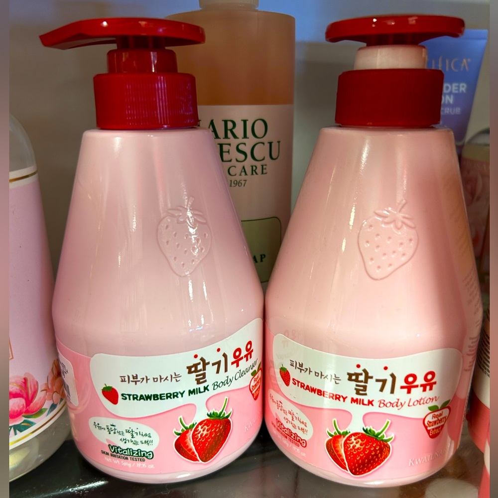 Korean Beauty Strawberry Milk Body Cleanser & Lotion as a pair